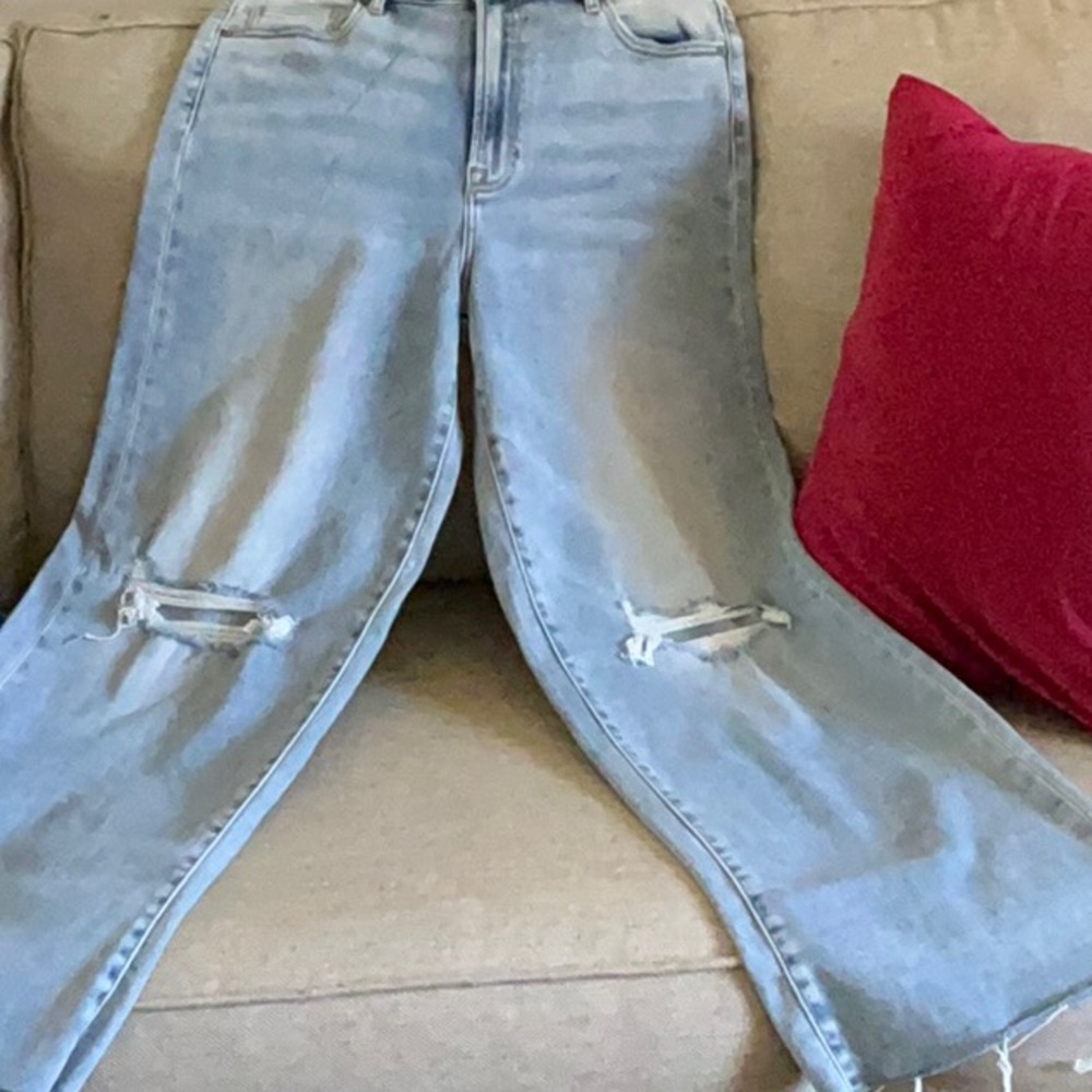 Women's Light Blue Distressed Jeans